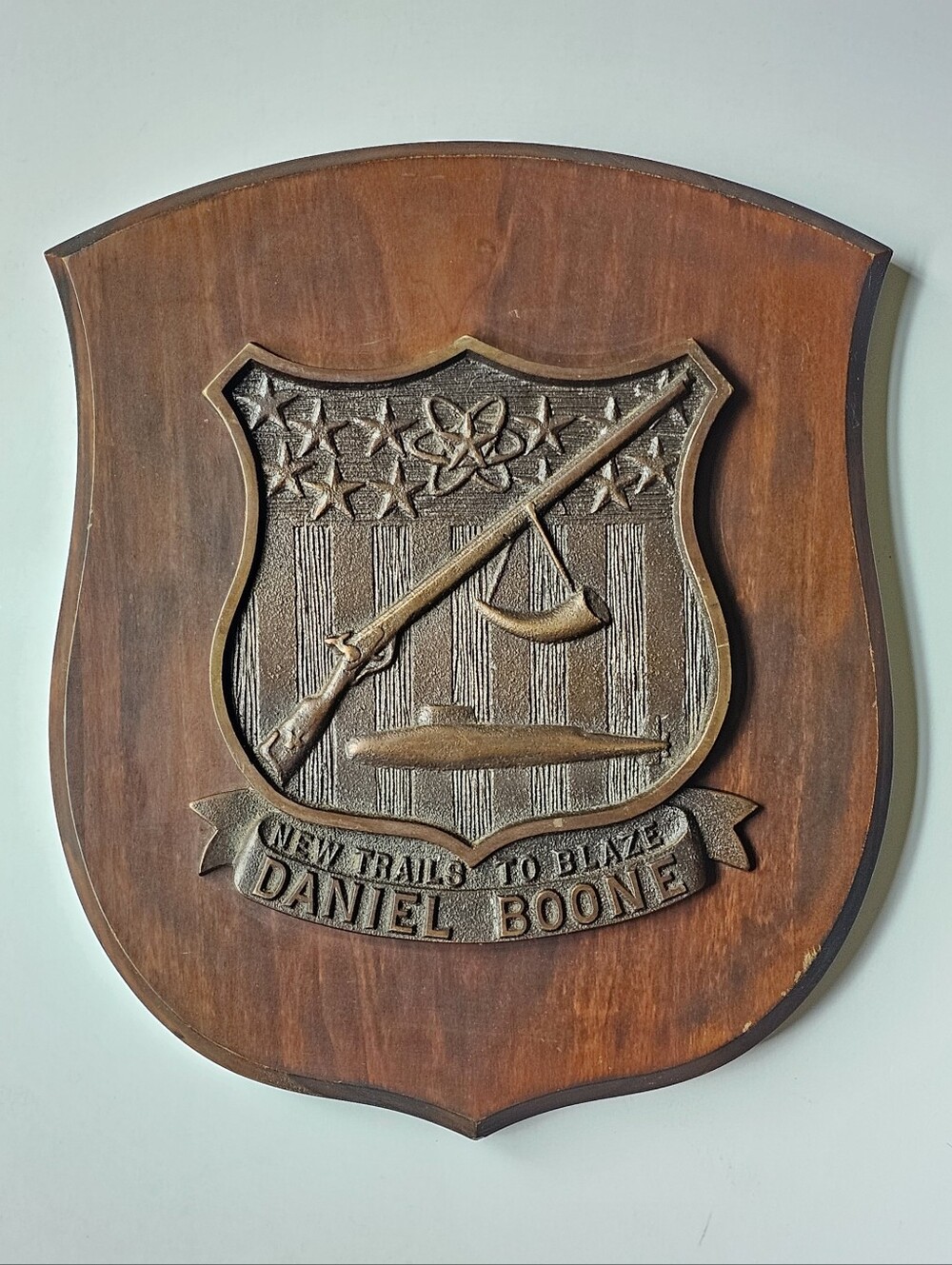 Vintage Brass US NAVY Submarine Plaque SSBN 629 Daniel Boone first boomer 1964